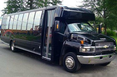 colorful lights on a party bus rental brandon